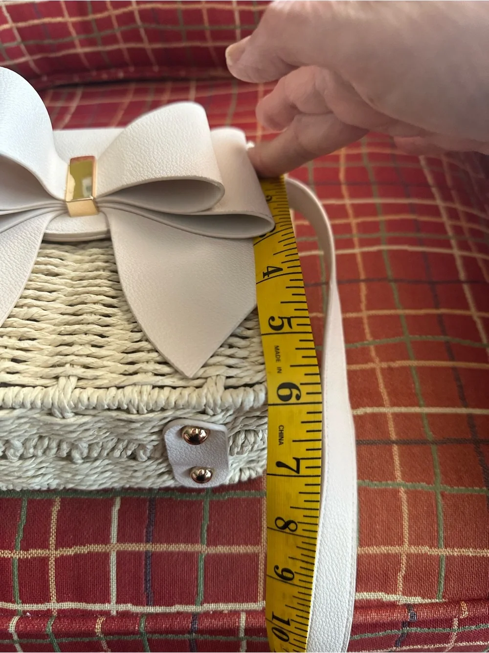 Cream Woven Crossbody with Bow Accent